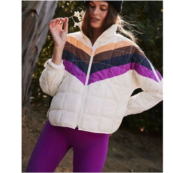 Free People Movement x Hatch Pippa Chevron Printed Puffer Jacket NWT XS - Picture 1 of 7